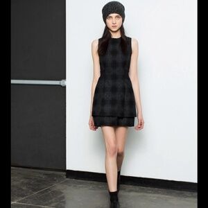 A.L.C. MINI DRESS DEAN BLACK PLAID JACQUARD SIZE 8
